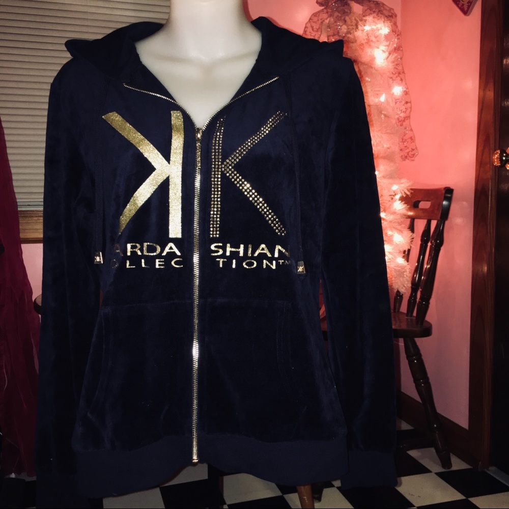 NWOT NEW Y2K Kardashian Kollection Velour Hoodie Top S